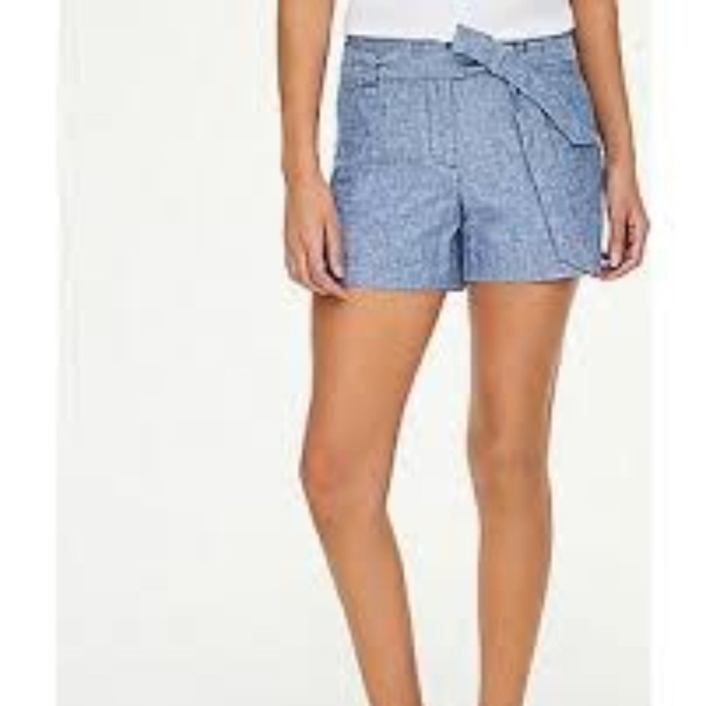 Loft high waist paper bag shorts chambray
